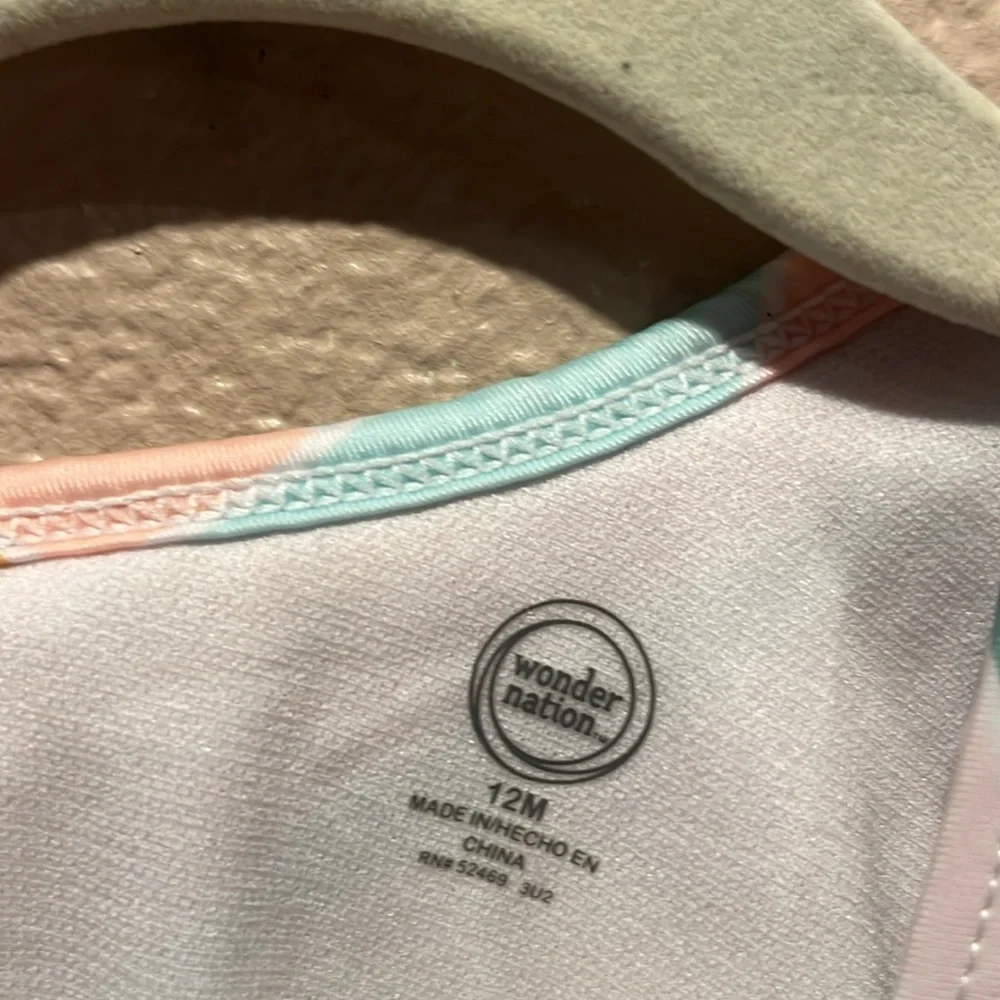 Wonder Nation Girls Neutral Mod One Piece Ruffle Swimsuit Size 12 Months
